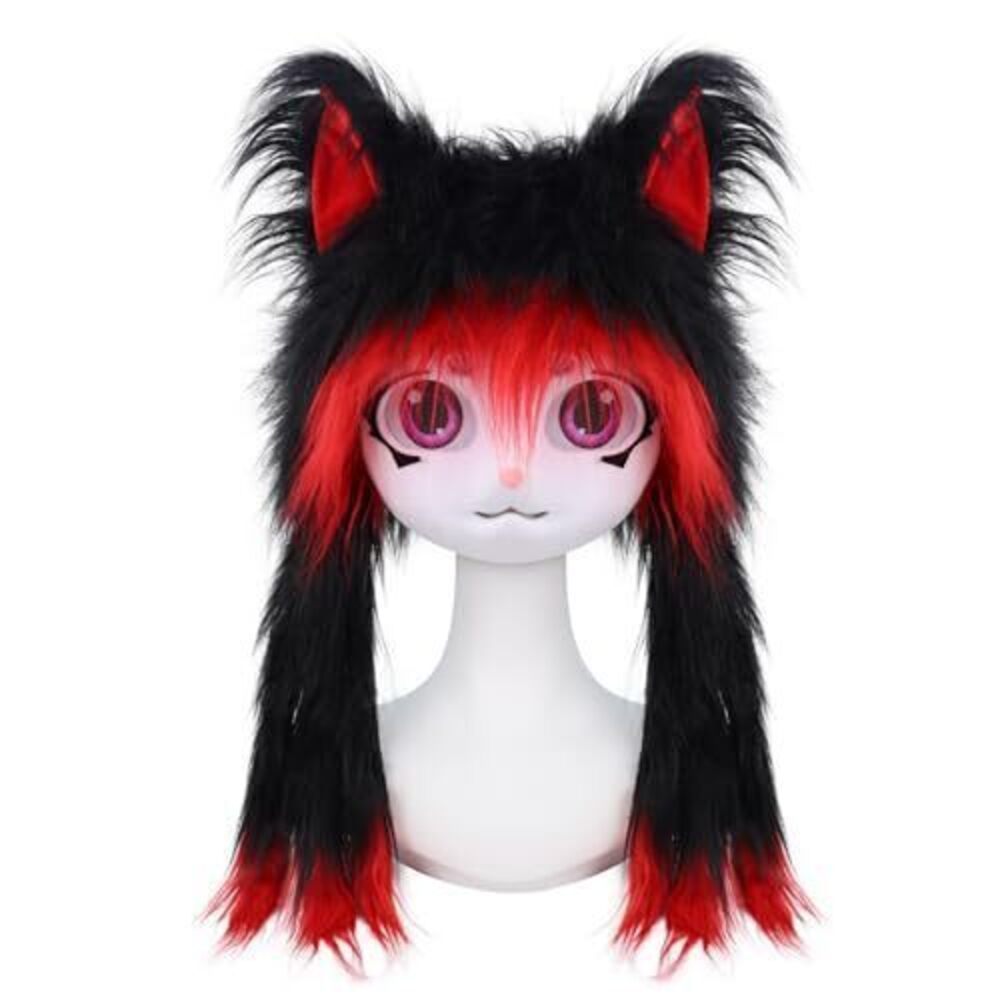 3062 Handmade Faux Fur Animal Cat Full Head Mask Plush Headgear